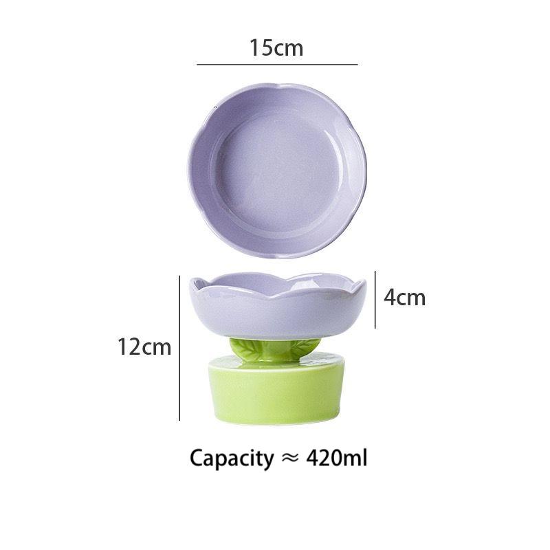 Flower Ceramic Cat Bowl – Raised Anti-Tip, 4 Colours - Image 13