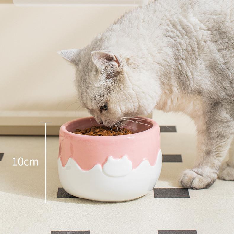 Drip Glaze Ceramic Cat Bowl – High & Low, 3 Colours - Image 13