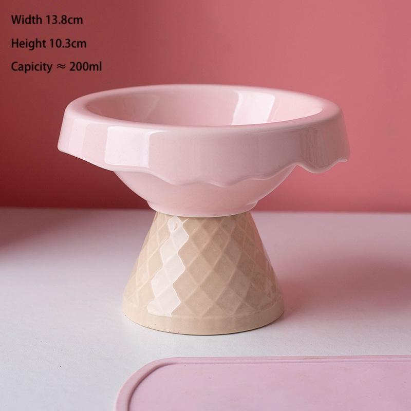Ice Cream Ceramic Cat Bowl II – Tall Cone Base