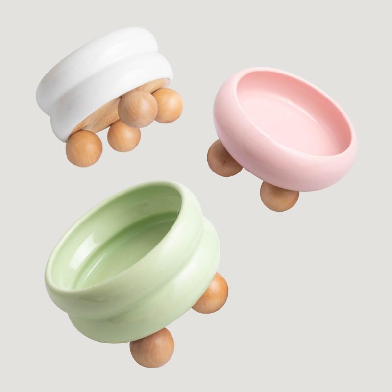 Round Ceramic Cat Bowl on Wood Base – 1 or 2 Layer - Image 9