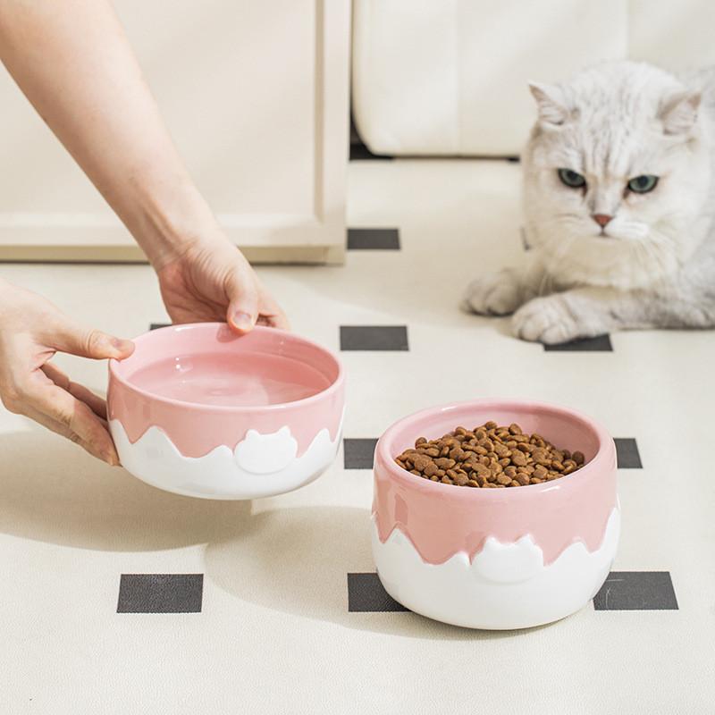 Drip Glaze Ceramic Cat Bowl – High & Low, 3 Colours - Image 9