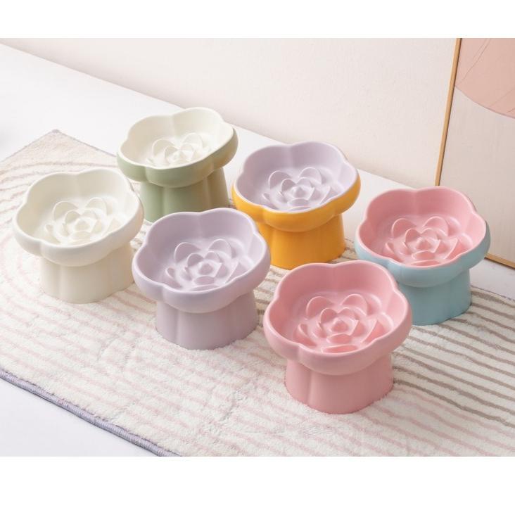 Flower Raised Ceramic Cat Bowl F14 – 4 Colours - Image 5