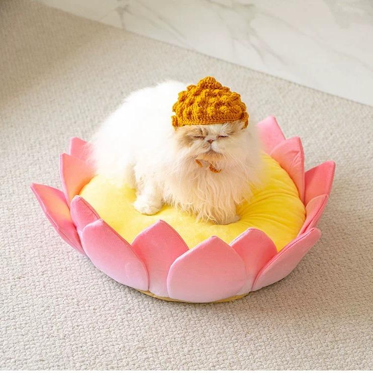 Lotus Throne Cat Bed – 40 cm & 60 cm, Optional Hat - Image 5