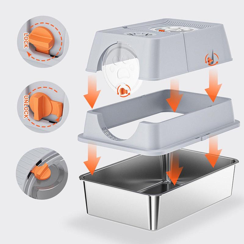 Stainless Steel Enclosed Litter Box – Large, 60 × 40 cm - Image 7