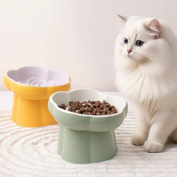 Flower Raised Ceramic Cat Bowl F14 – 4 Colours - Image 9