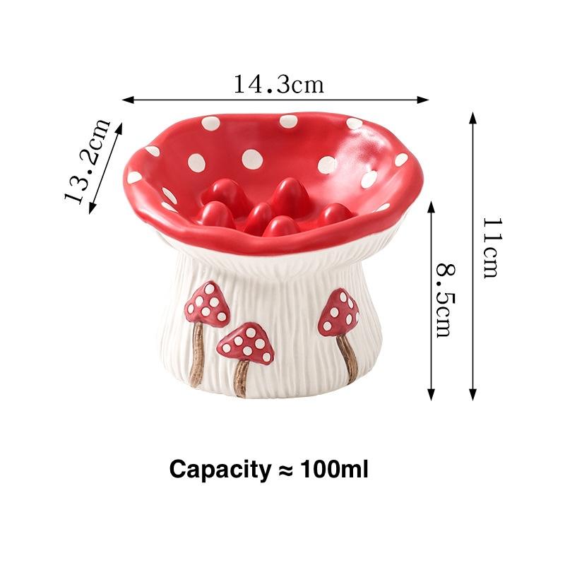 Large Mushroom Ceramic Cat Bowl – 2 Styles