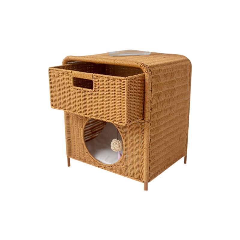Hand-Woven Rattan Cat House – 3 Sizes, Bedside Table