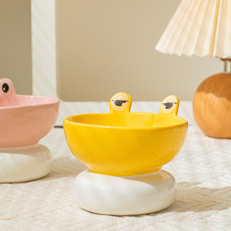 Frog Ceramic Cat Bowl – Large Anti-Knockover High Feet - Image 8