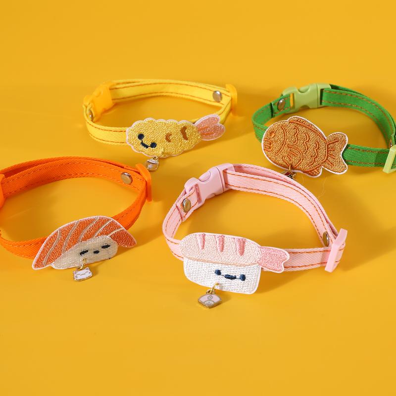 Japanese Embroidered Pet Collar – 18 Designs with Bell - Image 9