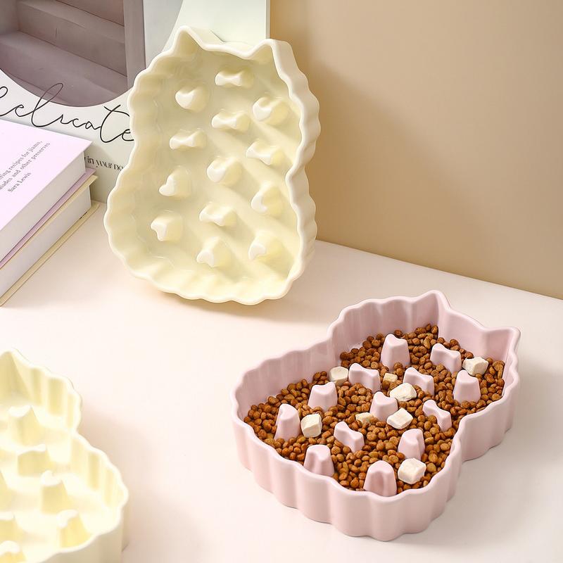 Cat-Shaped Slow Feeder Bowl – Large Capacity Ceramic