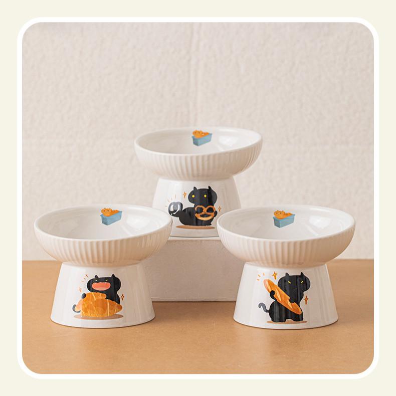 Bread Ceramic Cat Bowl – Croissant, Pretzel & Baguette