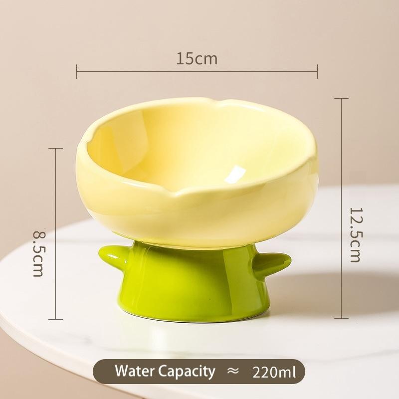 Flower Ceramic Cat Bowl R – 220 ml, 4 Colours