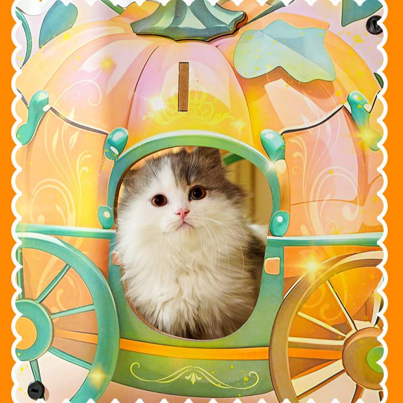Pumpkin Carriage Cat Scratcher Bed – Double Layer - Image 6
