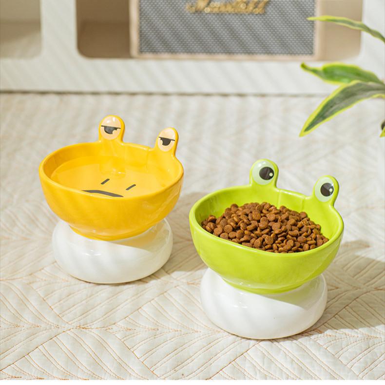 Frog Ceramic Cat Bowl – Large Anti-Knockover High Feet