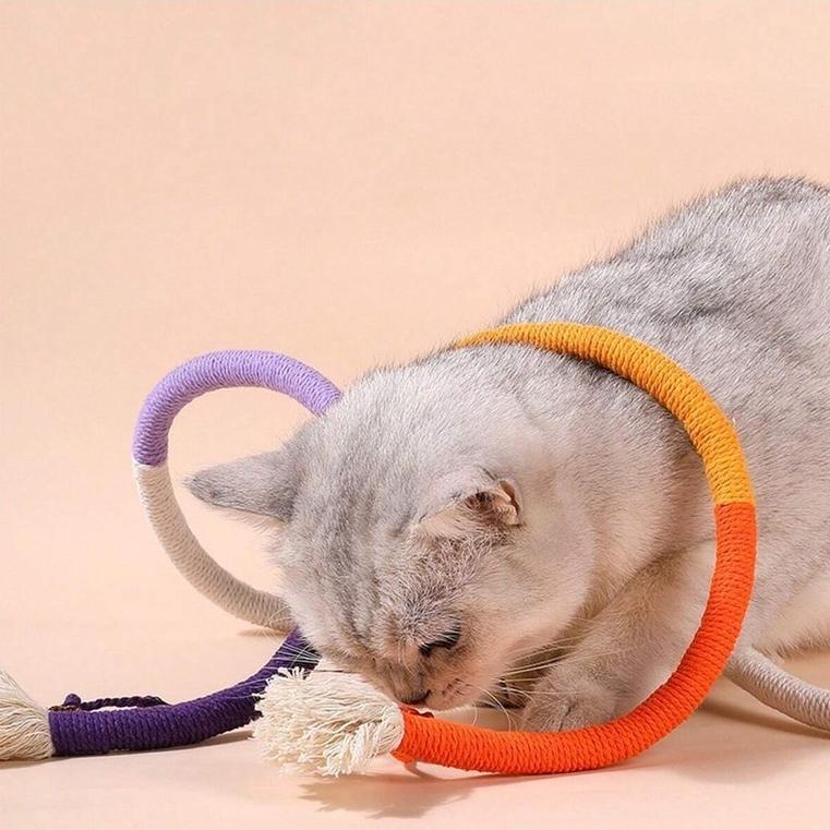 Cotton Rope Cat Chew Toy – 70 cm Teeth Grinding Braid - Image 4
