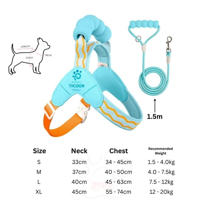 TAGOON Lightweight Dog Harness Y – 5 Colours, S to XL