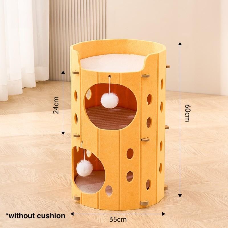 Multi-Layer Felt Cat Tower – 2 or 3 Level, Orange & Yellow - Image 4