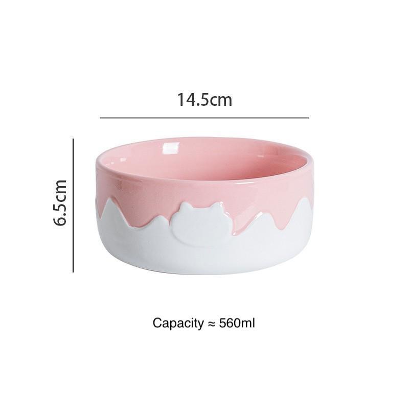 Drip Glaze Ceramic Cat Bowl – High & Low, 3 Colours - Image 5