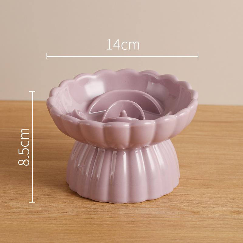 Flower Raised Ceramic Cat Bowl F14 – 4 Colours - Image 3