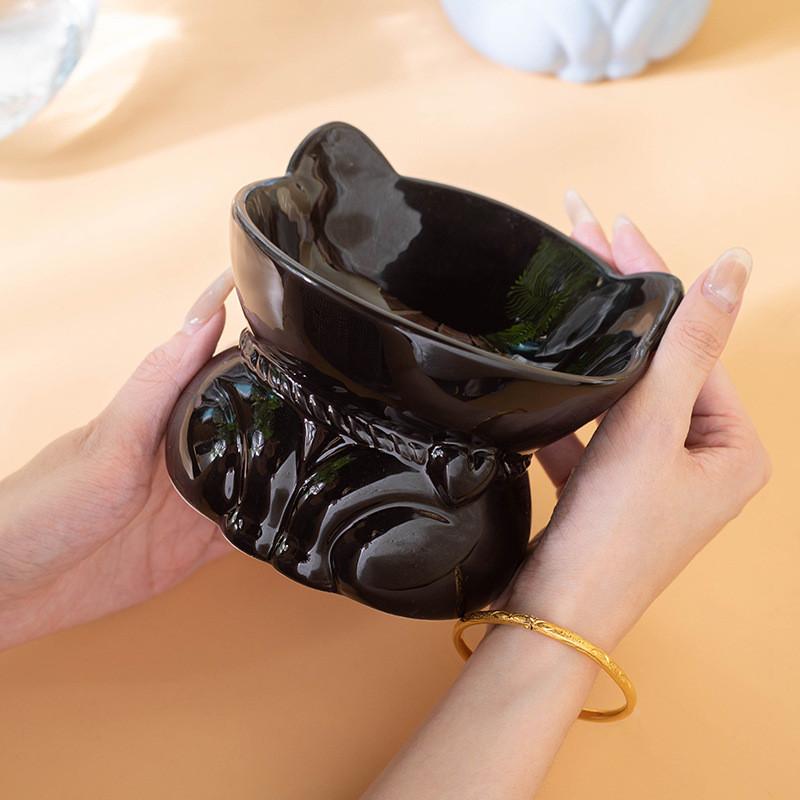 Cat Head Ceramic Bowl – Anti-Tip High-Foot Feeder - Image 5