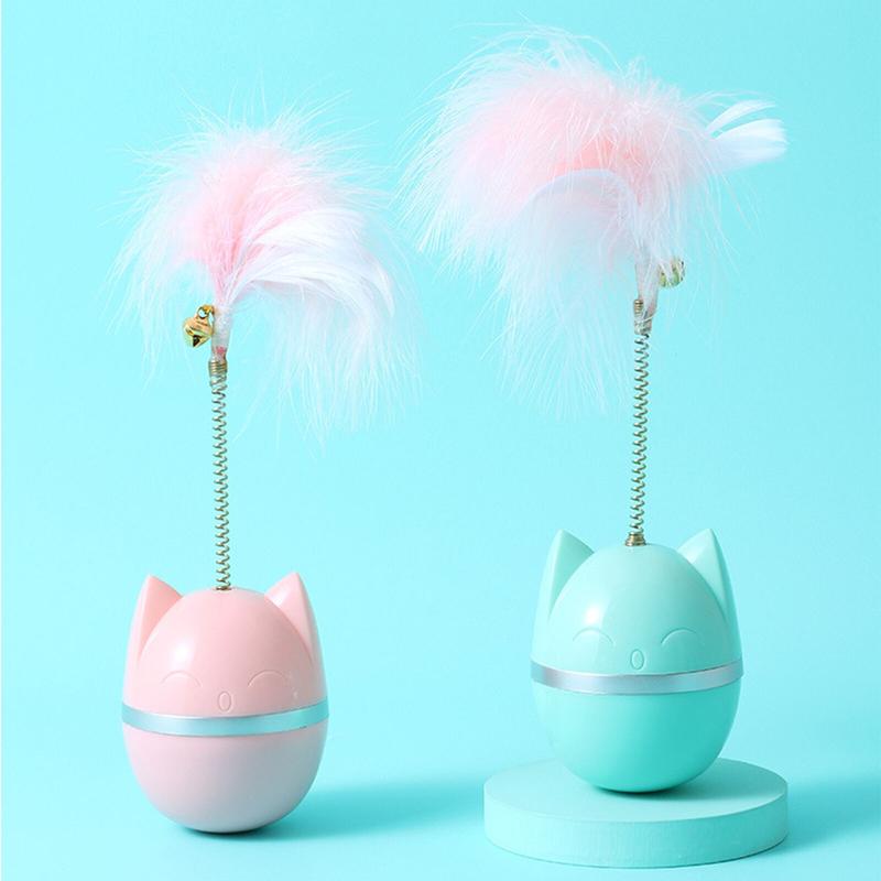 Cat Teaser Tumbler – 360° Spinning Feather Toy with Bell