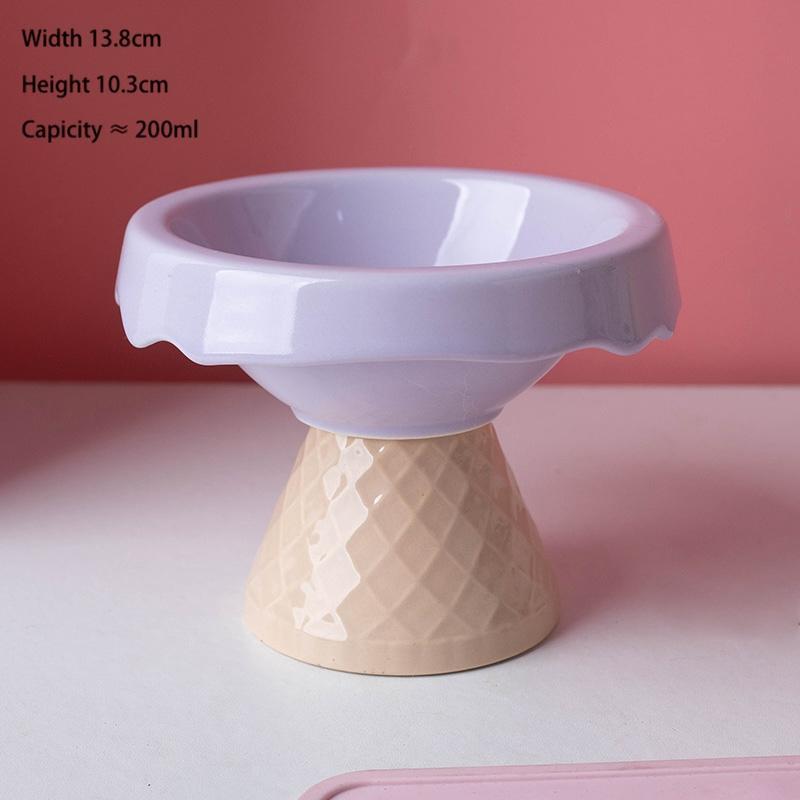Ice Cream Ceramic Cat Bowl II – Tall Cone Base - Image 4