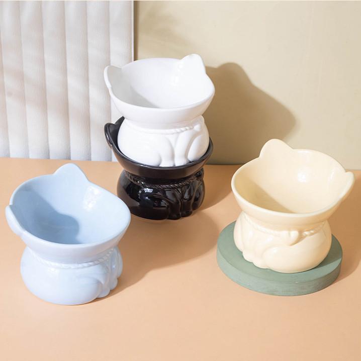 Cat Head Ceramic Bowl – Anti-Tip High-Foot Feeder