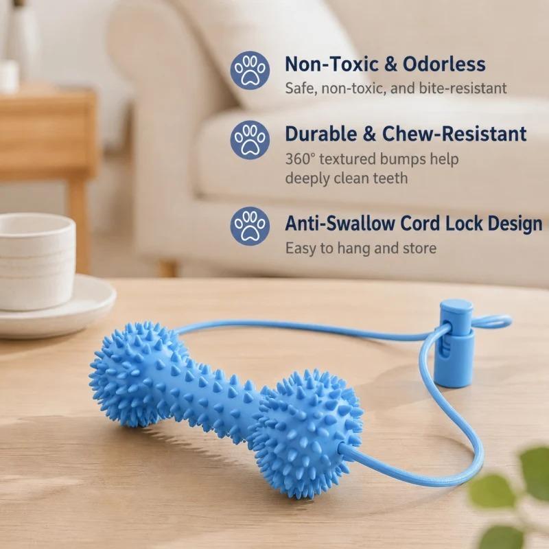 Dog Dental Chew Rope Toy – Daily Teeth Cleaning Squeaker - Image 3