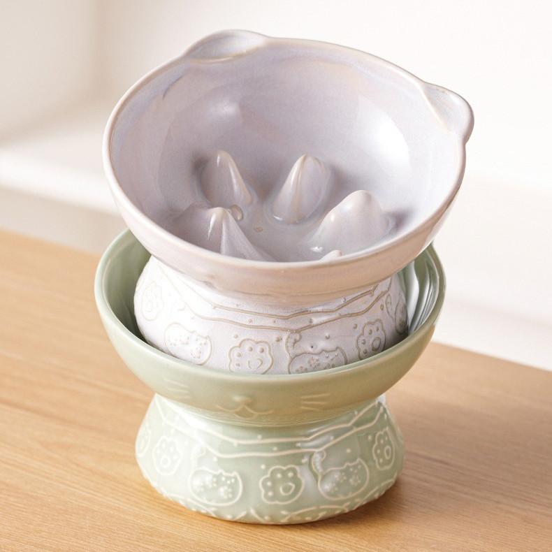 Stone Glaze Ceramic Cat Bowl – 4 Colours - Image 11