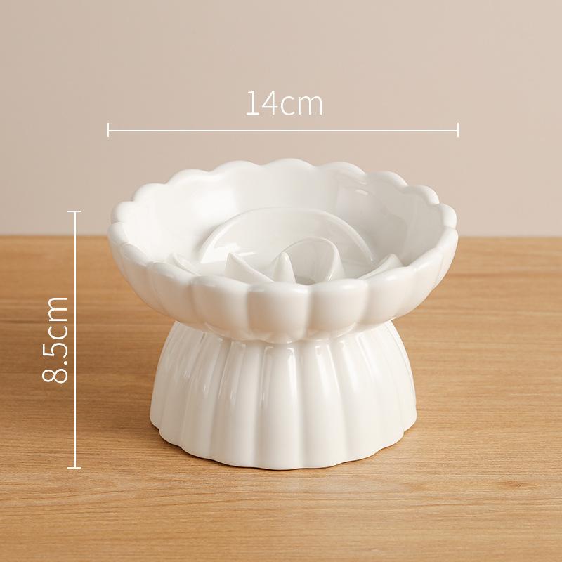 花朵高足陶瓷猫碗F14 – 4种颜色