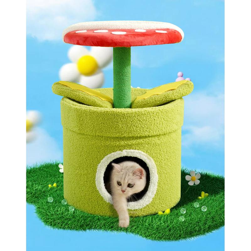 Piranha Plant Cat Tree – Sisal Scratcher & Hideaway Bed - Image 6