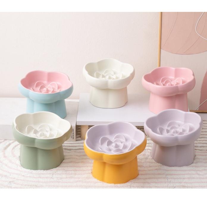 Flower Raised Ceramic Cat Bowl F14 – 4 Colours - Image 7