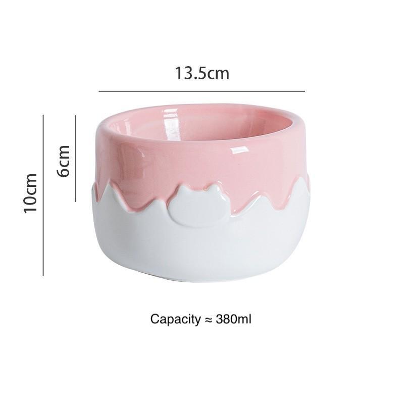 Drip Glaze Ceramic Cat Bowl – High & Low, 3 Colours - Image 2
