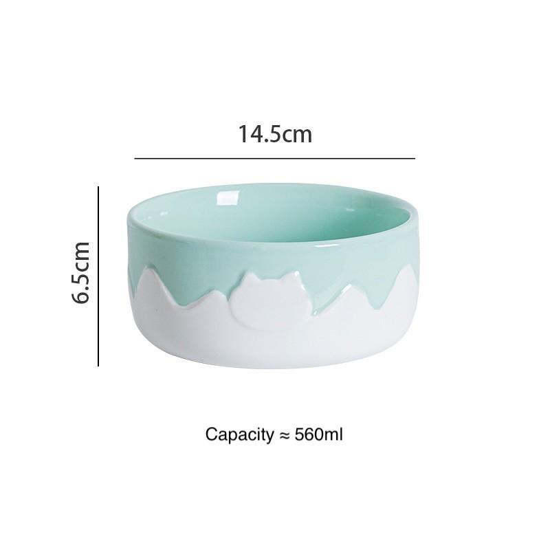 Drip Glaze Ceramic Cat Bowl – High & Low, 3 Colours - Image 6
