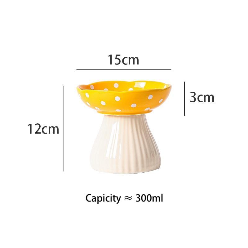 Mushroom Ceramic Cat Bowl – Red, Black or Yellow - Image 3