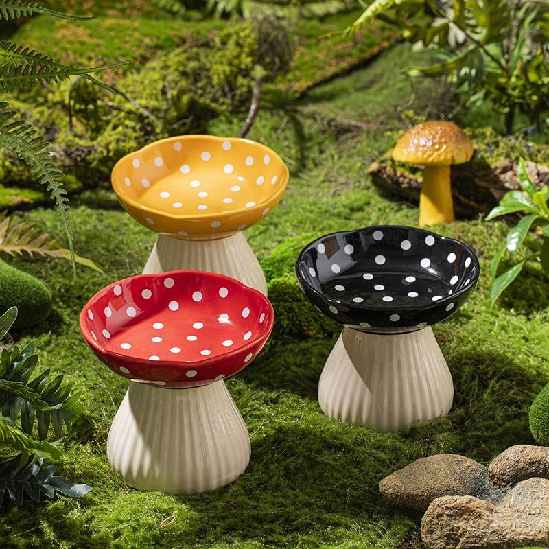 Large Mushroom Ceramic Cat Bowl – 2 Styles - Image 3