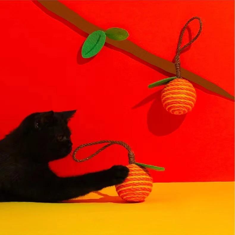 Sisal Fruit Scratcher Ball – Peach, Cherry, Grape & Orange - Image 3