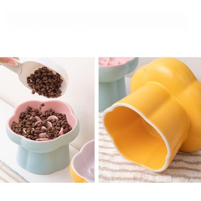 Flower Raised Ceramic Cat Bowl F14 – 4 Colours - Image 8