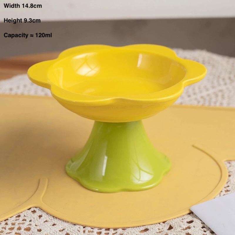 Flower Ceramic Cat Bowl 148 – G & M Shapes, 3 Colours - Image 2