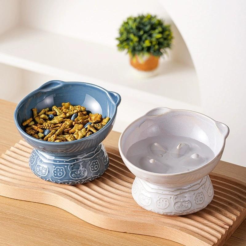 Stone Glaze Ceramic Cat Bowl – 4 Colours - Image 7