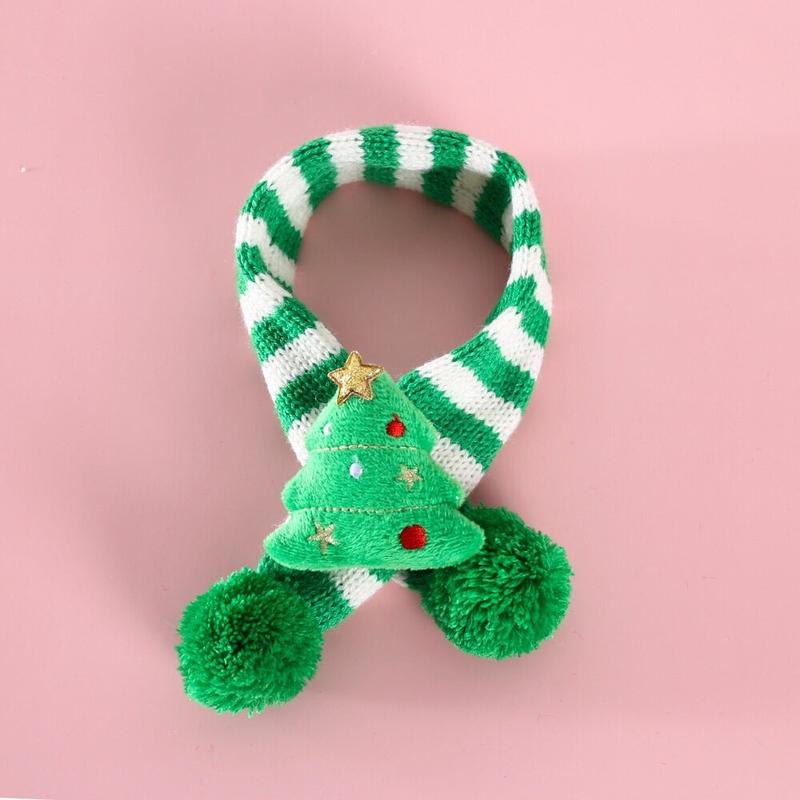 Christmas Crocheted Pet Scarf – Tree, Santa & Bells