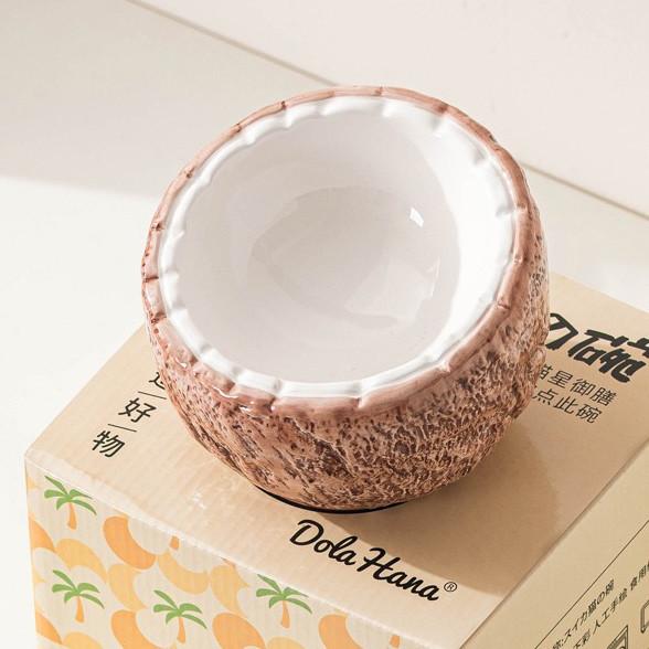Half Coconut Ceramic Cat Bowl – Tall Spill-Proof Water Dish - Image 8