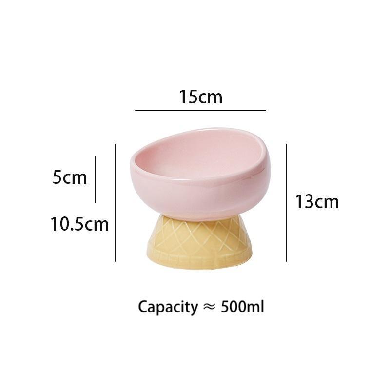 Ice Cream Ceramic Cat Bowl – Raised Anti-Tip Feeder