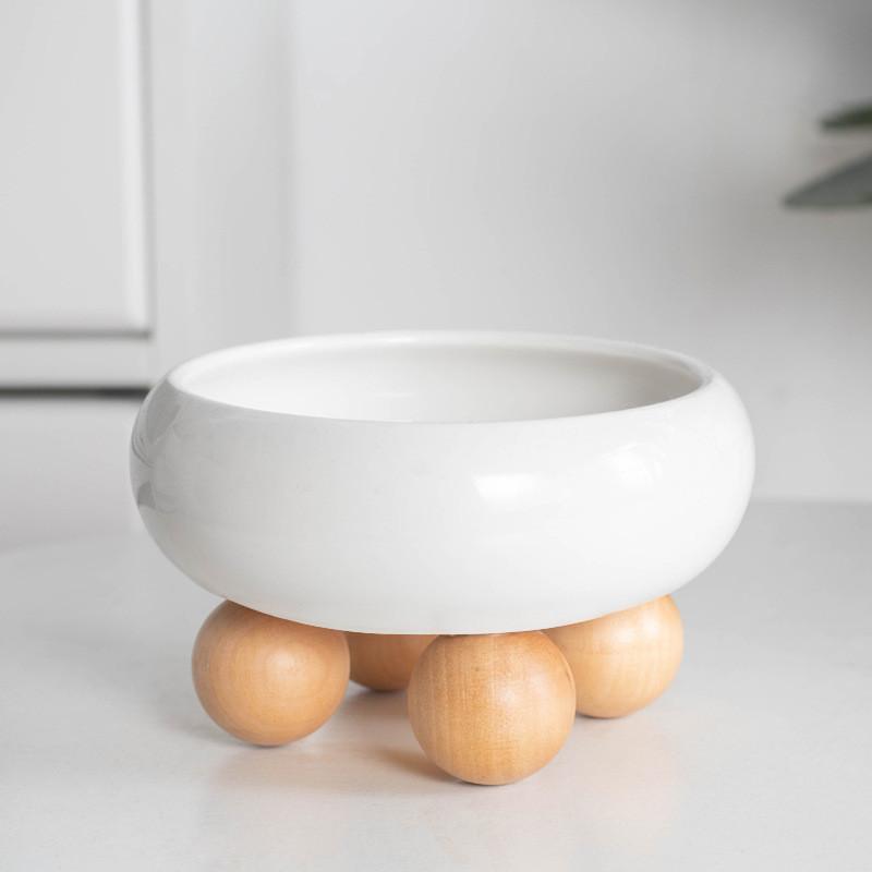 Round Ceramic Cat Bowl on Wood Base – 1 or 2 Layer - Image 16