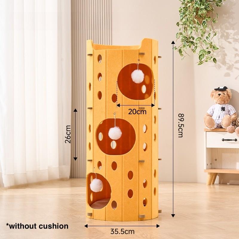 Multi-Layer Felt Cat Tower – 2 or 3 Level, Orange & Yellow - Image 3