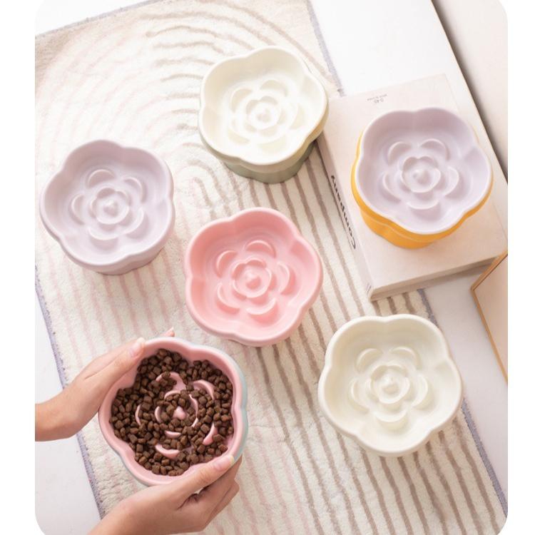 Flower Raised Ceramic Cat Bowl F14 – 4 Colours - Image 11