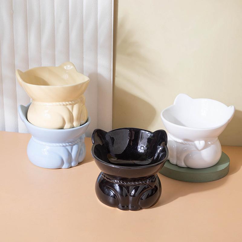 Cat Head Ceramic Bowl – Anti-Tip High-Foot Feeder - Image 2