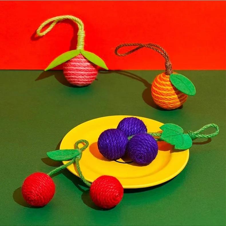Sisal Fruit Scratcher Ball – Peach, Cherry, Grape & Orange - Image 8