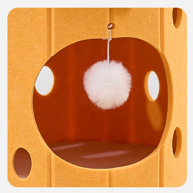 Multi-Layer Felt Cat Tower – 2 or 3 Level, Orange & Yellow - Image 12