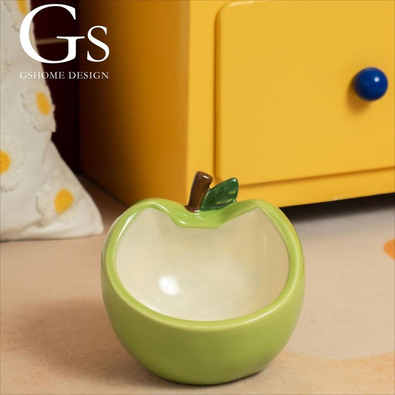 Apple Slanted Ceramic Cat Bowl – Red or Green - Image 6